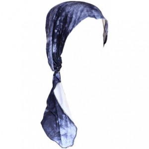 Skullies & Beanies Chemo Cancer Head Scarf Hat Cap Tie Dye Pre-Tied Hair Cover Headscarf Wrap Turban Headwear - Navy Blue - C...