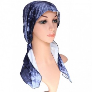 Skullies & Beanies Chemo Cancer Head Scarf Hat Cap Tie Dye Pre-Tied Hair Cover Headscarf Wrap Turban Headwear - Navy Blue - C...