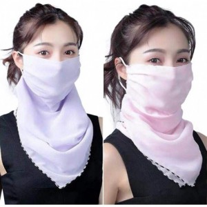 Balaclavas 2pcs Women Floral Face Mask Dustproof Ice Silk Neck Gaiter Protector Ear Loops Collar Bandana Scarf Balaclava - CK...