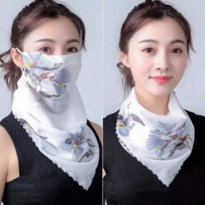 Balaclavas 2pcs Women Floral Face Mask Dustproof Ice Silk Neck Gaiter Protector Ear Loops Collar Bandana Scarf Balaclava - CK...