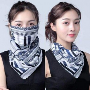 Balaclavas 2pcs Women Floral Face Mask Dustproof Ice Silk Neck Gaiter Protector Ear Loops Collar Bandana Scarf Balaclava - CK...