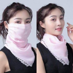 Balaclavas 2pcs Women Floral Face Mask Dustproof Ice Silk Neck Gaiter Protector Ear Loops Collar Bandana Scarf Balaclava - CK...