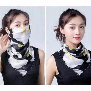 Balaclavas 2pcs Women Floral Face Mask Dustproof Ice Silk Neck Gaiter Protector Ear Loops Collar Bandana Scarf Balaclava - CK...