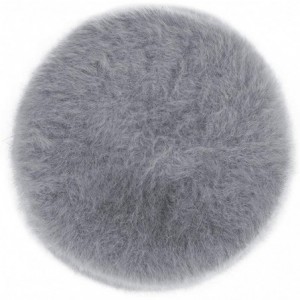 Berets Women's Solid Knit Furry French Beret - Fall Winter Fleece Lined Paris Artist Cap Beanie Hat - A-grey - CW18QG3GRIZ $7.18