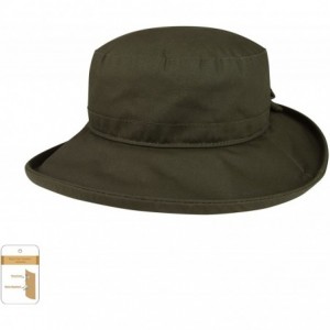Bucket Hats Women's Waxed Cotton Canvas Wide Brim Bucket Hat - Olive - CE11LV4H9OL $25.57