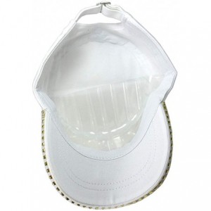 Baseball Caps Women's Military Cadet Army Cap Hat with Bling -Rhinestone Crystals on Brim - White - CP18SZYN37M $12.20