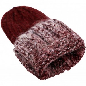 Skullies & Beanies Adult Women's 3 Piece Winter Set - Pompom Beanie Hat- Scarf- Mittens - Burgundy/Begie Gloves No Lined - C8...