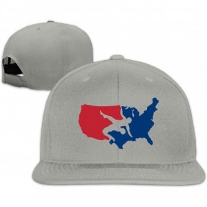 Baseball Caps Unisex USA Wrestling Flat Baseball hat - Ash 1 - C718I5E96OW $25.73