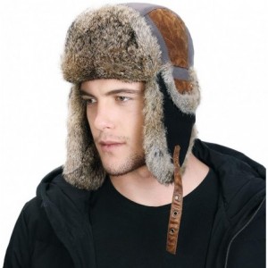 Bomber Hats 100% Rabbit Fur Winter Hats for Men Womens Warm Ushanka Russian Trapper Hat Outdoor Hunting Ski - 67191grey - CU1...