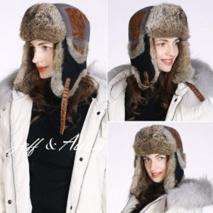 Bomber Hats 100% Rabbit Fur Winter Hats for Men Womens Warm Ushanka Russian Trapper Hat Outdoor Hunting Ski - 67191grey - CU1...