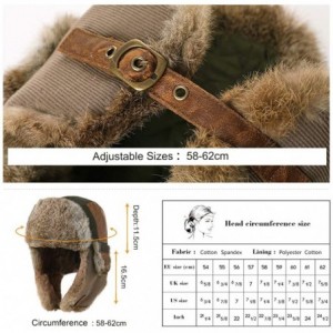 Bomber Hats 100% Rabbit Fur Winter Hats for Men Womens Warm Ushanka Russian Trapper Hat Outdoor Hunting Ski - 67191grey - CU1...