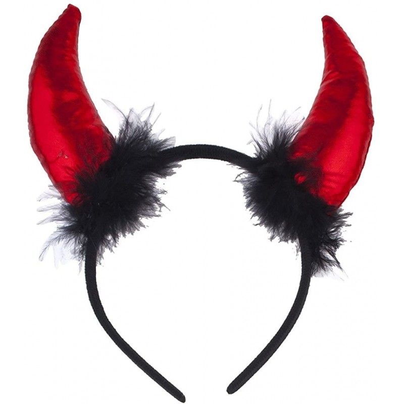 Red Fluffy Devil Ears Stretch Headband Bowtie Bendable Tail Halloween ...