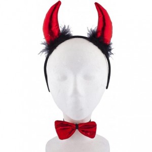 Headbands Red Fluffy Devil Ears Stretch Headband Bowtie Bendable Tail Halloween Holloween Costume - Red - CL1867N8O4D $11.21