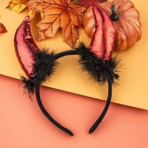 Headbands Red Fluffy Devil Ears Stretch Headband Bowtie Bendable Tail Halloween Holloween Costume - Red - CL1867N8O4D $11.21