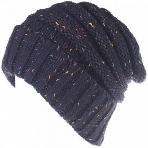 Skullies & Beanies Fashion Womens Winter Warm Knit Crochet Ski Hat Braided Turban Headdress Cap - Navy - CP1867XTU6I $8.11