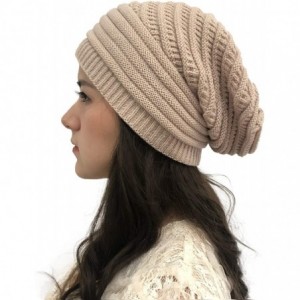 Skullies & Beanies Women Knit Baggy Oversize Slouchy Beanie Hat Soft Winter Beanie Skull Cap - Beige - CV18Z98NUWC $9.53