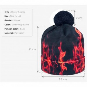 Skullies & Beanies Women Men Fashion Winter 3D Beanies Cap Cup Hip Hop Sports Pom Pom Hat - Hot Flame - CP12N0B7RGR $14.10