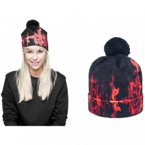 Skullies & Beanies Women Men Fashion Winter 3D Beanies Cap Cup Hip Hop Sports Pom Pom Hat - Hot Flame - CP12N0B7RGR $14.10