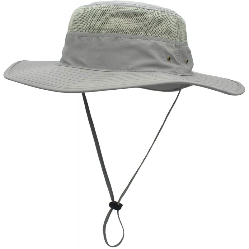 Sun Hats Men's Sun Hat UPF 50+ Wide Brim Bucket Hat Windproof Fishing Hats - Grey - CR12DS761VP $12.71