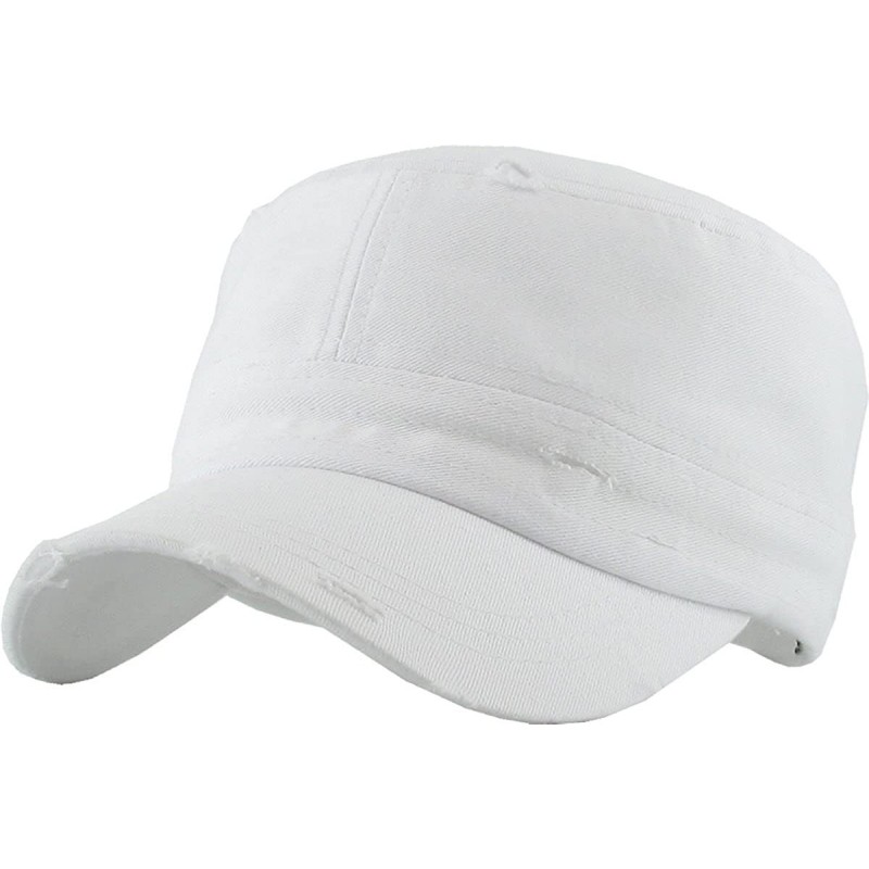 Baseball Caps Military Style Cadet Hat Army Vintage Distressed Adjustable Cap - Distressed White - C118DARGZK4 $17.51