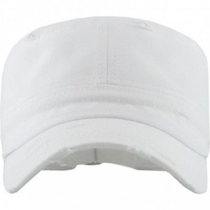 Baseball Caps Military Style Cadet Hat Army Vintage Distressed Adjustable Cap - Distressed White - C118DARGZK4 $17.51