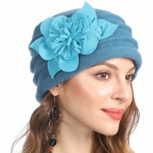 Berets Women's Winter Warm 100% Wool Beret Beanie Cloche Bucket Hat - Flower Peacock - CD18YCDMLC3 $15.08