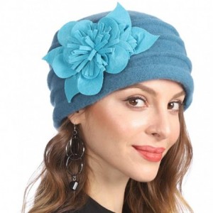 Berets Women's Winter Warm 100% Wool Beret Beanie Cloche Bucket Hat - Flower Peacock - CD18YCDMLC3 $39.60
