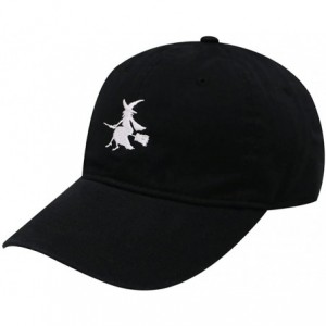 Baseball Caps Witch & Broom Cotton Baseball Cap - Black - CG12MRQAW4J $27.27