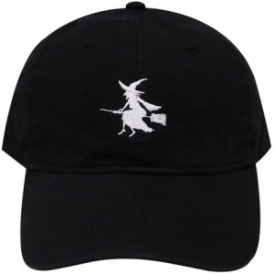 Baseball Caps Witch & Broom Cotton Baseball Cap - Black - CG12MRQAW4J $10.66