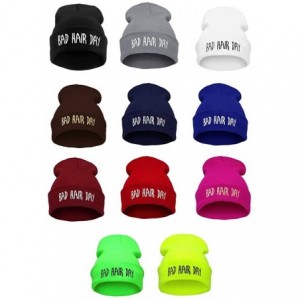 Skullies & Beanies Unisex Mens Womens Soft Winter Warm Beanie Hip Hop Knitted Ski Cap - Hot Pink - CJ12N2HQOV5 $10.40