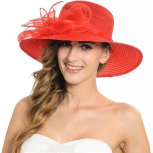 Sun Hats Women's Organza Church Kentucky Derby Dress Tea Party Wedding Hat - Red - CJ180IXGNRS $30.18