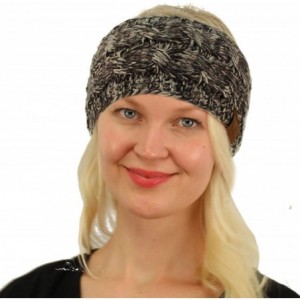 Cold Weather Headbands Winter Fuzzy Fleece Lined Thick Knitted Headband Headwrap Earwarmer - Quad Black/Gray - CI18LSCSG67 $8.70