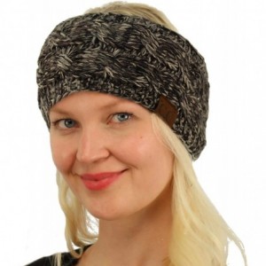 Cold Weather Headbands Winter Fuzzy Fleece Lined Thick Knitted Headband Headwrap Earwarmer - Quad Black/Gray - CI18LSCSG67 $8.70