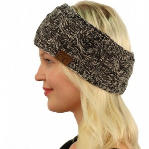 Cold Weather Headbands Winter Fuzzy Fleece Lined Thick Knitted Headband Headwrap Earwarmer - Quad Black/Gray - CI18LSCSG67 $8.70