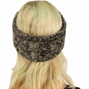 Cold Weather Headbands Winter Fuzzy Fleece Lined Thick Knitted Headband Headwrap Earwarmer - Quad Black/Gray - CI18LSCSG67 $8.70