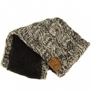 Cold Weather Headbands Winter Fuzzy Fleece Lined Thick Knitted Headband Headwrap Earwarmer - Quad Black/Gray - CI18LSCSG67 $8.70