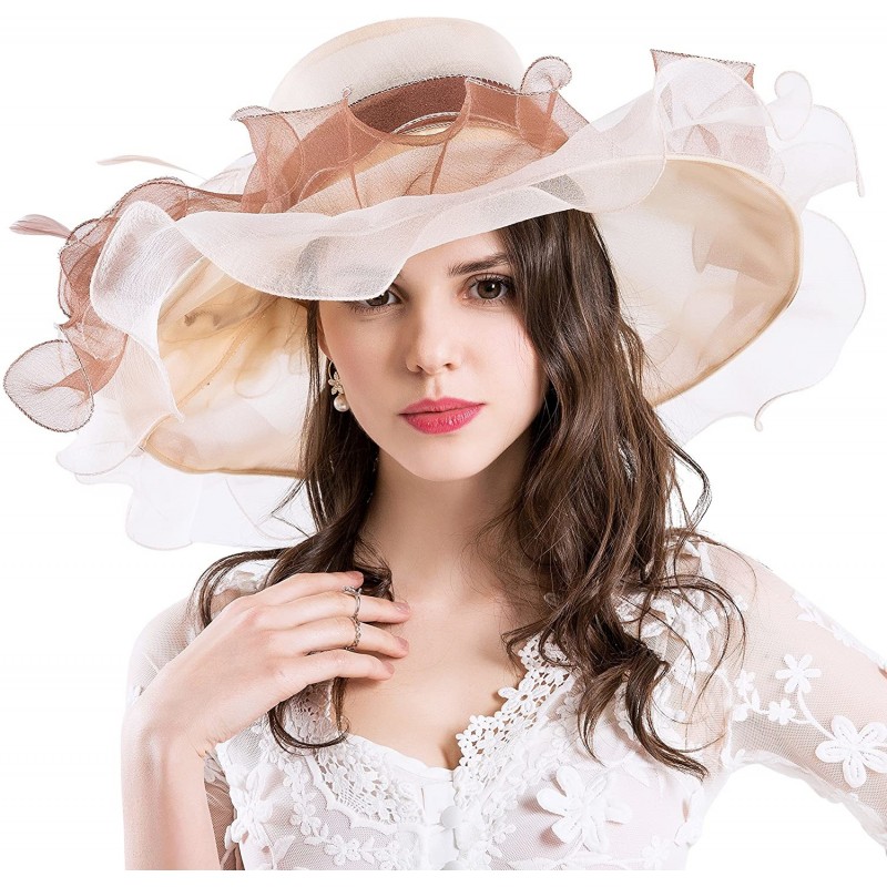 Sun Hats Church Kentucky Derby Hats for Womens Organza Fascinator British Tea Party Wedding Dress Cap Mysterious UPF 50+ - CO...