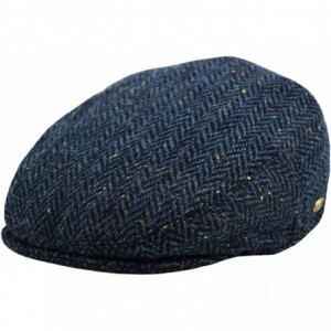 Newsboy Caps Classic Men's Flat Hat Wool Newsboy Herringbone Tweed Driving Cap - Iv3006-navy - C918IDNX8K5 $16.97
