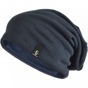 Skullies & Beanies Mens Slouchy Knit Beanie Summer Winter Skullcap Hats B306 - Solid-navy - CP11NP33XO1 $18.83