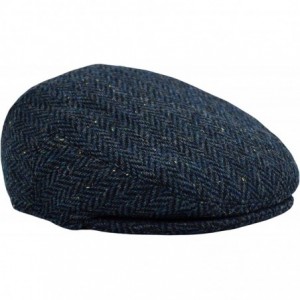 Newsboy Caps Classic Men's Flat Hat Wool Newsboy Herringbone Tweed Driving Cap - Iv3006-navy - C918IDNX8K5 $16.97