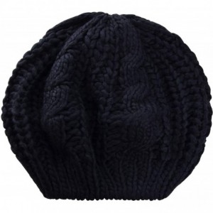 Berets Women Knit Hat for Women Beret hat Warm Ladies Winter Beanie Hat Lightweight Knitted Hat - Black - C911FM4VQC7 $9.39