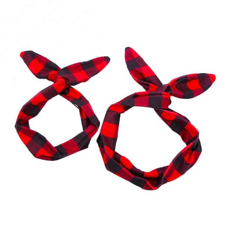 Headbands Headband Stylish Vintage Accessory - Red Black Plaid - CW186YKNK66 $10.41