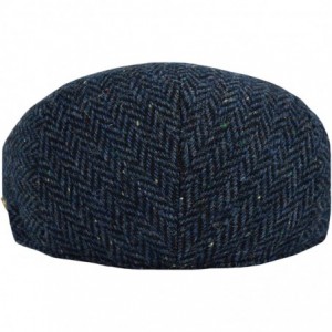 Newsboy Caps Classic Men's Flat Hat Wool Newsboy Herringbone Tweed Driving Cap - Iv3006-navy - C918IDNX8K5 $16.97