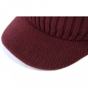Skullies & Beanies Winter Hats for Men with Visor Warm Men's Outdoor Newsboy Hat Thick Soft Fleece Lined Ski Hat - Burgundy -...