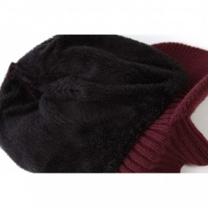 Skullies & Beanies Winter Hats for Men with Visor Warm Men's Outdoor Newsboy Hat Thick Soft Fleece Lined Ski Hat - Burgundy -...