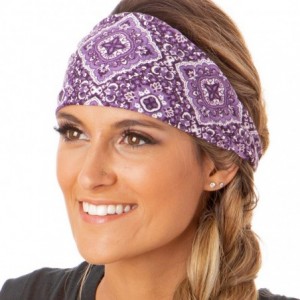 Headbands Adjustable & Stretchy Wide Printed Xflex Headbands for Women Girls & Teens (Purple Bandana Soft Xflex 1pk) - CG18K5...