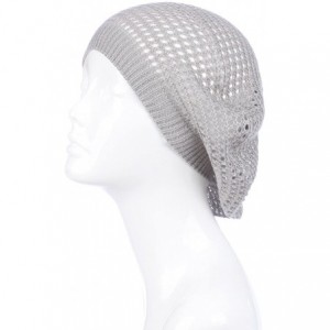 Berets Womens Lightweight Cut Out Knit Beanie Beret Cap Crochet Hat - Many Styles - Light Gray Open Knit - CK12LCQ4WDN $15.02