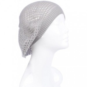 Berets Womens Lightweight Cut Out Knit Beanie Beret Cap Crochet Hat - Many Styles - Light Gray Open Knit - CK12LCQ4WDN $23.30