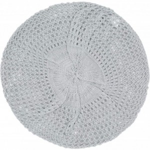 Berets Womens Lightweight Cut Out Knit Beanie Beret Cap Crochet Hat - Many Styles - Light Gray Open Knit - CK12LCQ4WDN $23.30