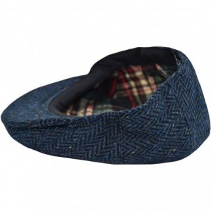 Newsboy Caps Classic Men's Flat Hat Wool Newsboy Herringbone Tweed Driving Cap - Iv3006-navy - C918IDNX8K5 $16.97